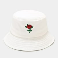 Unizirane odrasle žene muškarci Rose Print Risherman šešica za sunčanje na otvorenom Flower Cap bijela