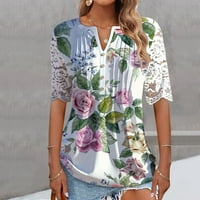 Plus veličine vrhova za žene ženke V-izrez kratkih rukava grafički otisci Dame Bluzes Ljetne košulje