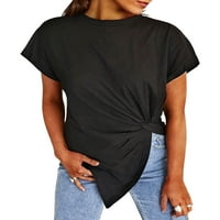 Žene asimetrične ljetne vrhove T-majice Dame kratki rukav casual bluza