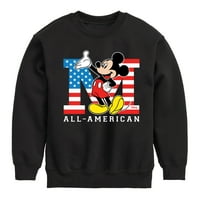 Disney - Americana - Mickey Flag All American - Todler i Mladi CrewNeck Fleece Dukserirt