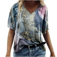 Žene Ljeto V izrez T majica Tie Dye Casual Labavi majica kratkih rukava Modni soft Comfy tunički bluza