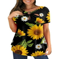GRIANLOOK Žene Ljetni vrhovi Cvjetni print T Majica Tie Dye Majica Dame Bohemian Pulover Loose Short