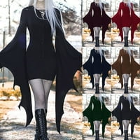 qolati vintage haljina za žene seksi flare rukave bodycon mini haljine gotički jesen retro dugih rukava