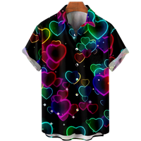 Srčani uzorak 3D Ispis majica kratkih rukava Summer casual labav, odrasli-2xl, 09