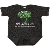 Inktastični život raste on- budi organ donator-zelena vrpca Drvo poklon dječji dječak ili dječji dječji bodysuit