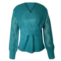 Buigttklop Nema granica džemperi za žensko čišćenje plus veličina Ženska šuplja dugih rukava V-izrez