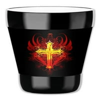 Mugzie 12-unce niska lopta šalica za piće sa preklopnim izoliranim poklopcem - Crveni i zlatni krst