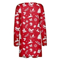 Ženska moda Plus Veličina Modni ženski božićni ispis Labavi kaput dugih rukava bluza crvena