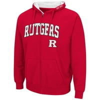 Muški kolosseum Scarlet Rutgers Scarlet Knights Arch & logo 3. Puni zip hoodie
