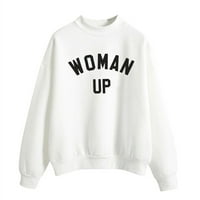 fvwitlyh prilagođena dukserica ženske čvrste crne pulover s dugim rukavima gornji duks bijeli x-veliki