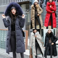 Ženska modna jesen i zima sredina zadebljanja dugačke pamučne jakne, crna