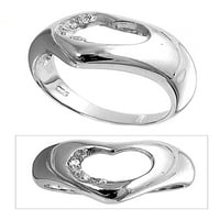 Dizajner za srce Kubični cirkonijski prsten Sterling srebrne veličine 8