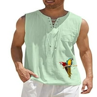 Paille muškarci T majice prednja čipka up bluza bez rukava ljetni vrhovi labavi fit sport pulover grašak