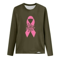 CLLIOS majice za dojke za žene ružičaste vrpce Grafičke tee smiješne dugih rukava Dressy casual bluza