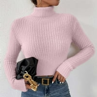 Ženska turtleneck rebrasti tanki obrezirani džemperi jesen zimske dugih rukava, pulover pulover u boji,
