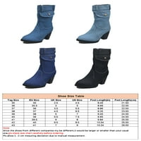Ritualay Womens Block Heel Boots bočni patentni traper Dress čizme mornarice plava 9