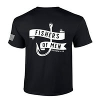 Muška kršćanska majica od muškaraca Matthew 4: Pismo američke majice za zastavu Majica Grafički tee-crno-veliki