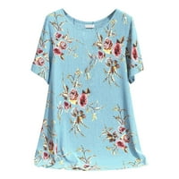 Dame majice cvjetno tiskovina majica kratki rukav O-izrez Plus veličina modna casual labava udobna mekana majica za žene
