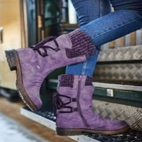 TENMI ženski patentni zatvarač zima topla sredina teleća čizme Ležerne dame male ravne cipele na petu