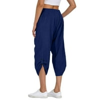 Farstey bagene za pantalone na plaži Capri hlače za žene sa džepovima iz džepova Elastična hlače visoke