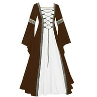 Modne žene patchwork casual vintage podne duljine gotičke haljine cosplay