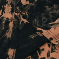 TKLPEHG Ljetna odjeća za žene kratki rukav labav kratkim vrhovima Comfy tunika Sunčeva i mjesec Ispiši