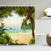 Sunčana plaža Palm Tree Seaside scenografija Tkanina zavoja za tuširanje vodootporne poliesterskih zastori