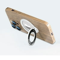 Za iPhone Pro Magnetic Chickstand Drvena futrola tekstura, jedinstvena i klasična zaštitna navlaka od