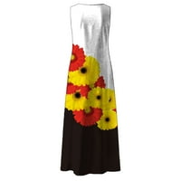 Ljetne haljine za žene bez rukava za tisak cvjetni uzorak Okrugli vrat Midi fit i flare dnevno formalno