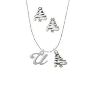 DELIGHT nakit silvertone malih gelato skripta inicijal - u - srebrni ton cik-cak za-božićne šarm ogrlice i naušnice