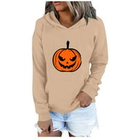 Yubatuo Ženska paušastirsirt Ležerne prilike pune boje Halloween Print Plišani pulover s kapuljačom