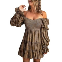 Appsuyy ženska haljina za zabavu - ženski novak pojas u boji struka s ramenom na ramenu nagnuta haljina