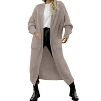 Xinqinghao Ženska zima plus veličina Klint Cardigan kaput Čvrsta boja dugih rukava labav kaput čvrsta