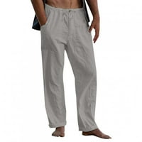 Muške pantalone za velike muške muške muške novih posteljina za hlače izvlačenja elastične čvrste boje