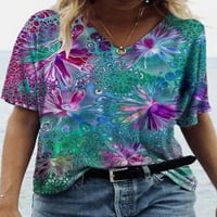 Ljetne žene vrhovi cvjetnih vrhova za ispis za žene kratki rukav bluza vrhovi plus veličine T majica