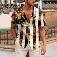 Cuoff Muška košulja Nova američka dana za neovisnost kratka rukava s kratkim rukavima tiskana muške casual plaže vrh ljeta