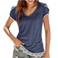 Ljetne košulje za žene pola rukava čipka u trendu V-izrez Pulover Solid casual labavi bluza