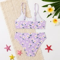 Ljetne velike djevojke Baby kupaći kupaći kupaći kostim ljubičasti cvjetni tiskani bikini set kupaći