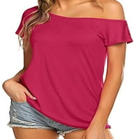 Bomotoo dame Ljetne vrhove kosi košulja majica Majica pune boje Comfy tunika bluza plaža Tee Light Red