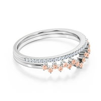 Zigzag Dizajn 0. Karat Milgrain Morgatit i dijamantni mossanite zaručni prsten za vjenčanje u 10K čvrstog bijelog zlata, nosači, osnivački prsten, obljetni prsten, set za mladenku, set za mladenku