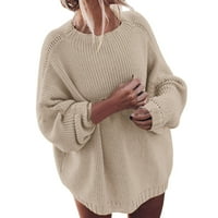 Ženski pulover Dukseri Lady Loose Plus Veličina okrugli vrat Pulover punog boja džemper
