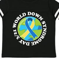 Inktastični dolje Down Down Day March s planetom Zemlja u bijelom tekstu Poklon dječaka mališana majica