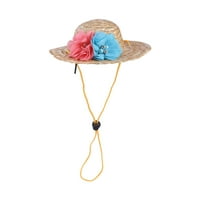 Kućni ljubimci slamka šešir proljeće ljeto sunhat ručno izrađen šešir od slame s podesivim nizom za