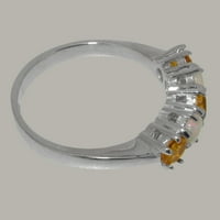Britanci napravio je 10k bijelo zlato Real Citrine & Opal Womens Vječni prsten - Opcije veličine - Veličina