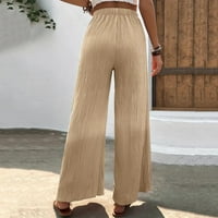 Jalioing casual pantalona za žene pune elastične srednje struka baggy ravne noge solidne boje za voljenju