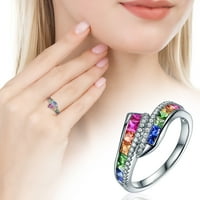 Innaid Diamond Rainbow Boolos Gemstone prsten za prsten nakit za rođendan prijedlog poklona za angažman