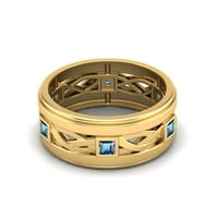 Square London Blue Topaz Sterling Silver Gold Vermeil Twisted konop za žene za žene Vjenčani prsten