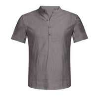 Muška posteljina kratka rukava majica sa kratkim kratkim rukavima Ljetni vrh, siva, xxxxl