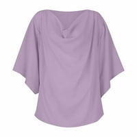 Gotyou ženske vrhove Ženska majica Solid Colore labav V-izrez Casual Top Light Purple XXL