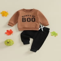 Bagilaanoe novorođenče dječak Halloween Slovo za odjeću Ispis dukserice dugih rukava + duge sa dugim hlačama